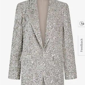 Express Silver Women's One Button Sequin Blazer